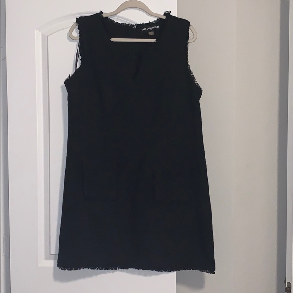 Karl Lagerfeld Paris black raw edge shift dress